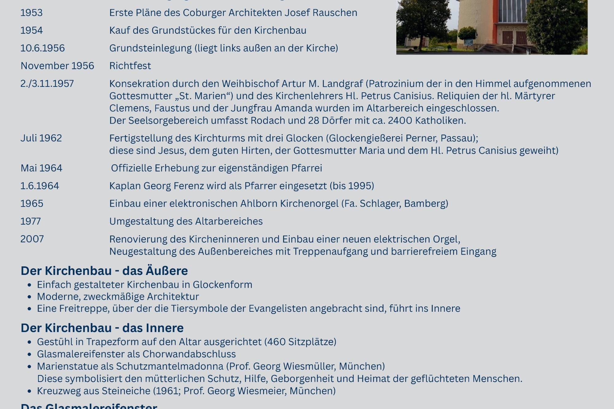 Denkmaltafel mit der Kirchengeschichte St. Marien Bad Rodach