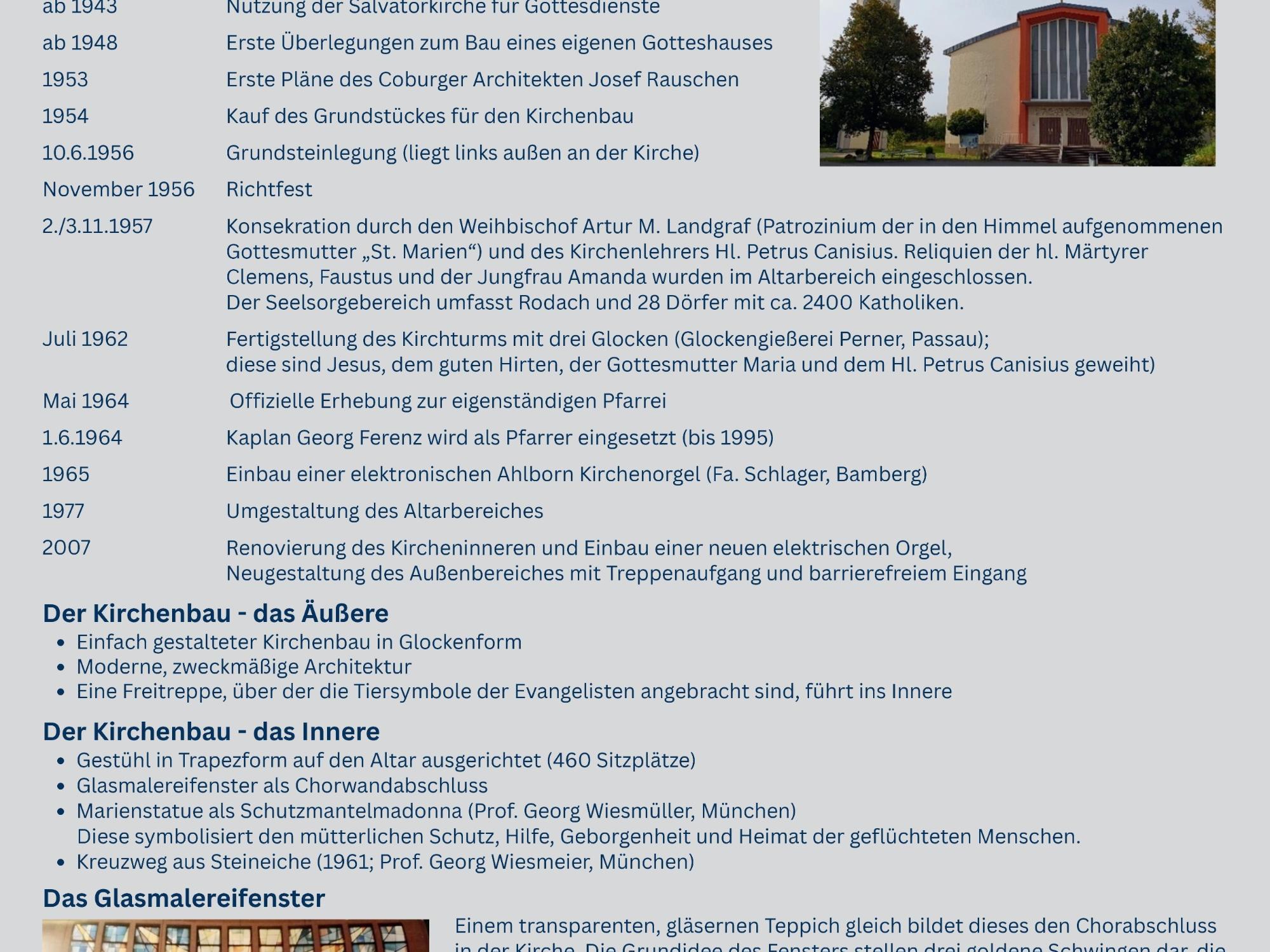 Denkmaltafel mit der Kirchengeschichte St. Marien Bad Rodach