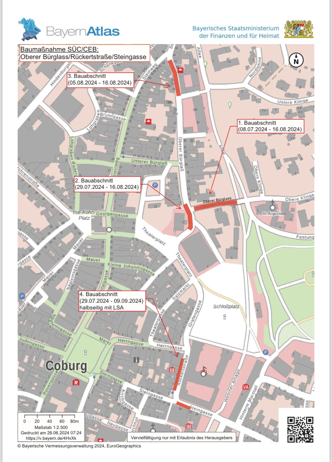 Lageplan Baumaßnahmen Juli/August 2024 St. Augustin